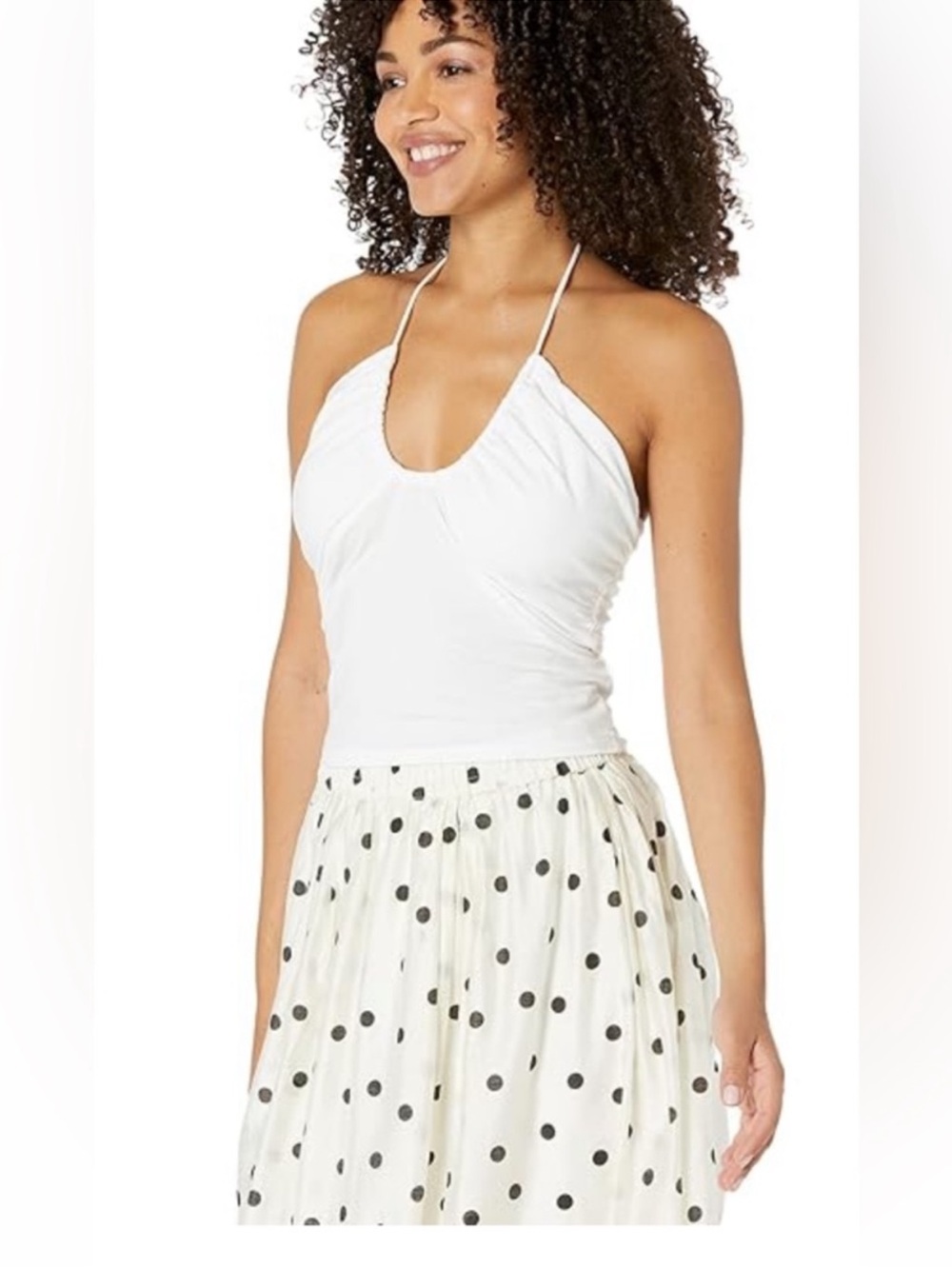 bobi White Keyhole Halter Tank Top size S NWT